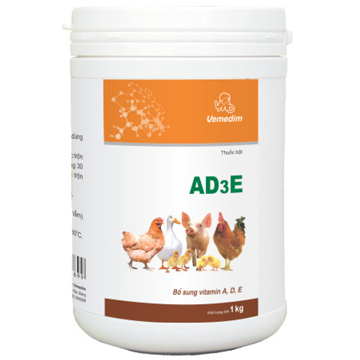 Vemedim AD3E (bột) - Bổ sung vitamin A,D,E giúp gia tăng năng suất vật nuôi.